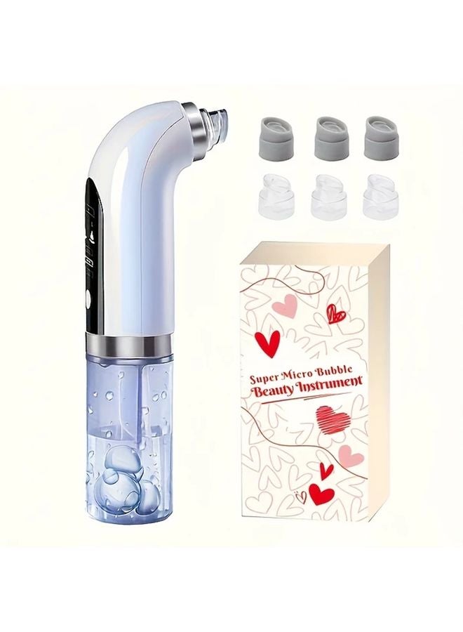 White USB Rechargeable Facial Cleanser 6 Replaceable Heads Portable Foam Massage Skin Care Tool - Image 3